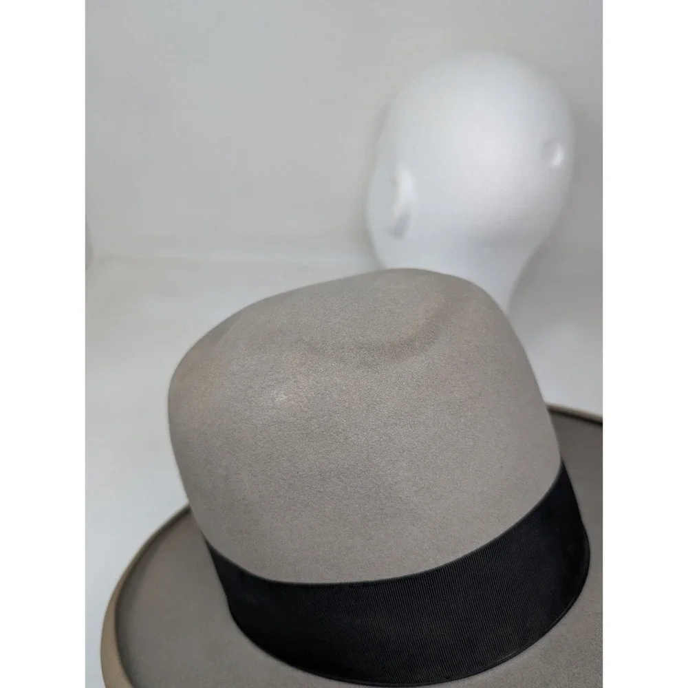 Vintage Stetson Royal DeLux Gray Felt Hat Men's Size 7 Homburg 1940s 1950s